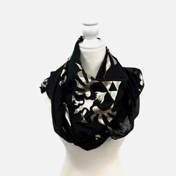 Legend of Zelda Infinity Scarf Black Metallic Bioworld Skyward Sword Crest - Picture 1 of 5